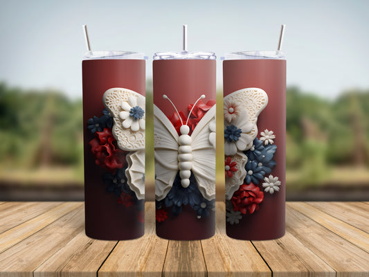 Patriotic Butterfly Skinny Tumbler